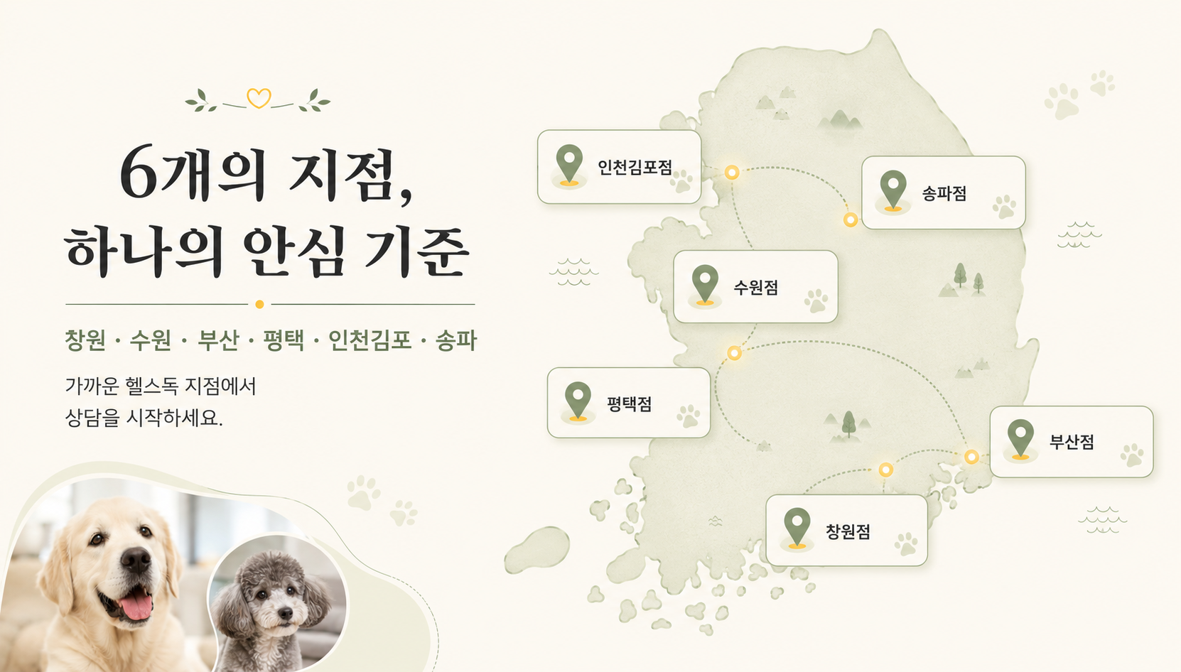 헬스독 6개 지점 네트워크
